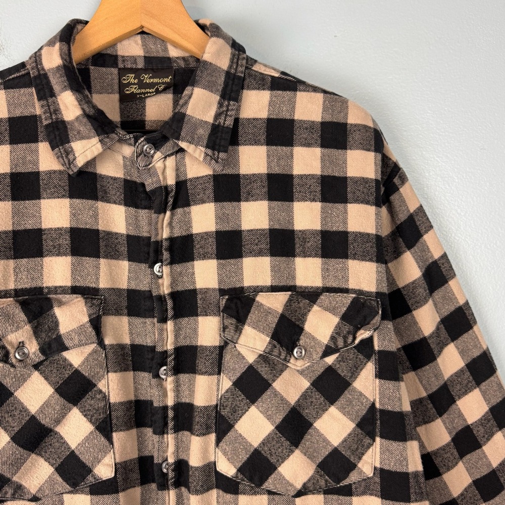 Vermont Flannel Co. Mens XL Black Gray Buffalo Check Long Sleeve Button Up Shirt